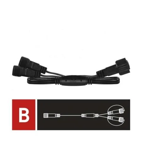 Przedluzacze-elektryczne - rozdzielacz do oświetlenia świątecznego łączonego standard czarny 0,5m ip44 d1zb03 emos 