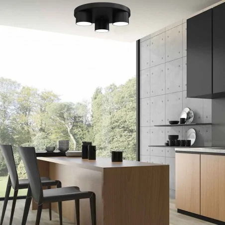 Lampy-sufitowe - czarny plafon o 3 kloszach 29cm 3xgx53 dixie mlp7546 eko-light 