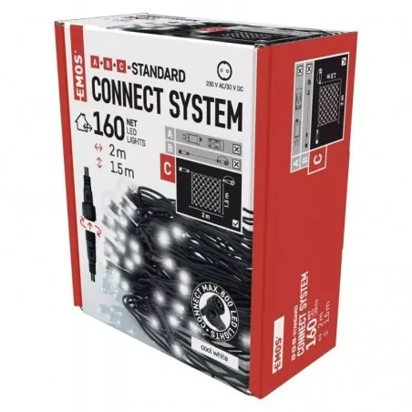 Dekoracje-swiateczne-led - lampki na choinkę led zimne światło siatka 160 led 2x1,5m ip44 d1dc01 emos 