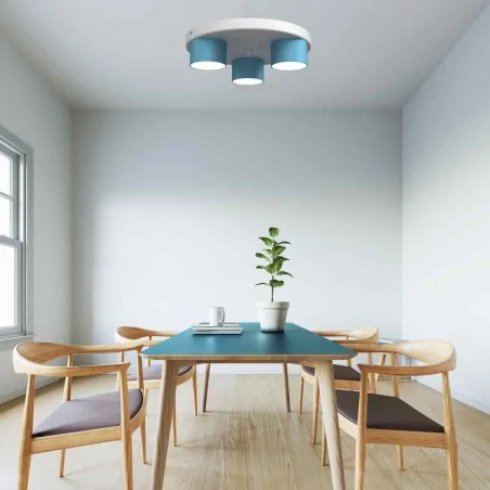 Lampy-sufitowe - biały plafon z niebieskimi kloszami 3xgx53 dixie mlp7551 eko-light 