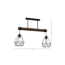 Lampy-sufitowe - lampa wisząca regulowana - belka 60cm 2xe27 acero mlp7887 eko-light 