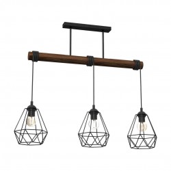 Lampy-sufitowe - drewniano-metalowa lampa wisząca industrialna 3xe27 60w acero mlp7888 eko-light