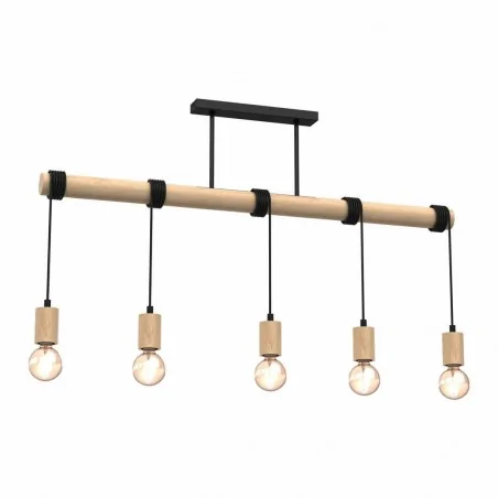 Lampy-sufitowe - duża lampa wisząca o długości 100cm drewniana 5xe27 viga mlp7965 eko-light 