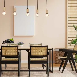 Lampy-sufitowe - duża lampa wisząca o długości 100cm drewniana 5xe27 viga mlp7965 eko-light 