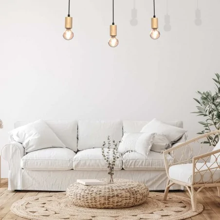 Lampy-sufitowe - drewniano-metalowa lampa wisząca regulowana 3xe27 60w viga mlp7964 eko-light 