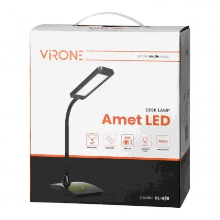 Lampki-biurkowe - czarna lampka biurkowa z funkcją ściemniania led 6w 360lm 3000k amet dl-8/b orno 