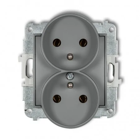 Gniazda-podwojne-podtynkowe - gniazdo podwójne z uziemieniem szary mat 27mgpr-2z mini karlik 