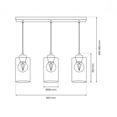 Lampy-sufitowe - czarne oświetlenie wiszące szklano-metalowe 3xe27 60w chic mlp8384 eko-light 
