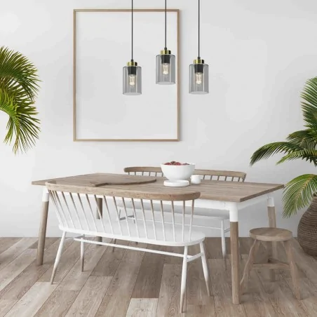 Lampy-sufitowe - czarne oświetlenie wiszące szklano-metalowe 3xe27 60w chic mlp8384 eko-light 