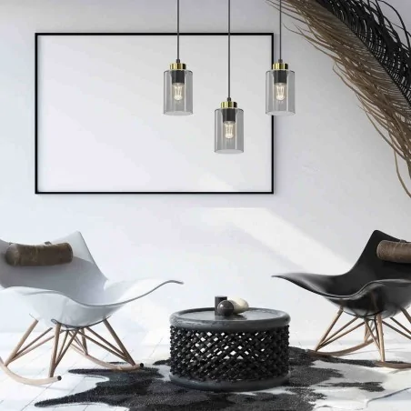 Lampy-sufitowe - czarne oświetlenie wiszące szklano-metalowe 3xe27 60w chic mlp8384 eko-light 