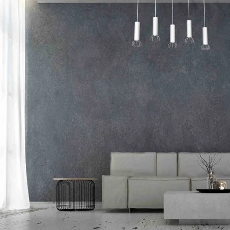 Lampy-sufitowe - biała lampa wisząca loftowa 90cm 5xgu10 mini dante mlp7367 eko-light 