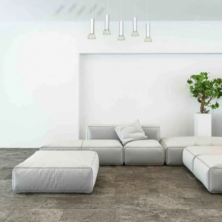 Lampy-sufitowe - biało - złota lampa wisząca przestronna 90cm 5xgu10 mini dante mlp7256 eko-light 