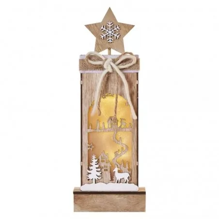 Dekoracje-swiateczne-led - dekoracja świąteczna drewniany słupek z gwiazdą na baterie 34cm 2xaa timer dcww13 emos 