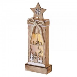 Dekoracje-swiateczne-led - dekoracja świąteczna drewniany słupek z gwiazdą na baterie 34cm 2xaa timer dcww13 emos 