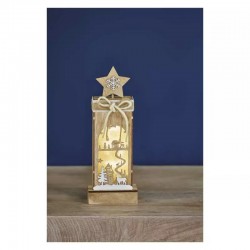 Dekoracje-swiateczne-led - dekoracja świąteczna drewniany słupek z gwiazdą na baterie 34cm 2xaa timer dcww13 emos 