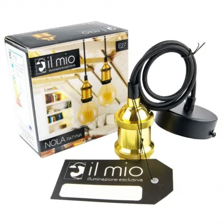 Lampy-sufitowe - oprawa oświetleniowa złota typu zwis il mio nola e27 308962 patyna polux 