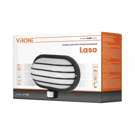 Kinkiety-ogrodowe - oprawa ogrodowa z czujnikiem ruchu 180° 1x60w e27 ip44 laso lf-2/b orno 
