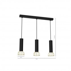 Lampy-sufitowe - czarna lampa wisząca - listwa 60cm 3xgu10 mini dante mlp7249 eko-light 