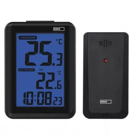 Termometry-i-stacje-pogodowe - termometr bezprzewodowy czarny do 50m temperatura wewnętrzna i zewnętrzna e8636 emos 