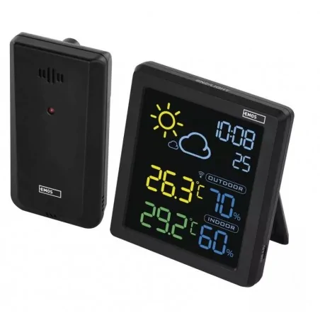 Termometry-i-stacje-pogodowe - tania stacja pogodowa meteo czarna bezprzewodowa na baterie e8647 emos 