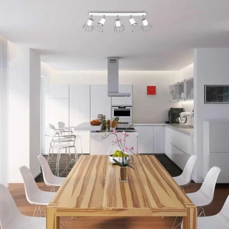 Lampy-sufitowe - listwa sufitowa 64cm biało - chromowa 5xgu10 mini dante mlp7364 eko-light 