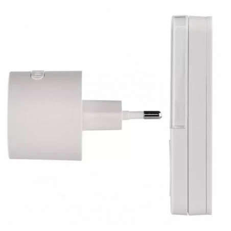 Dzwonki-do-drzwi-bezprzewodowe - p5734 dzwonek bezprzewodowy do drzwi z sygnalizacją optyczną biały 10 melodii 230v ac emos 