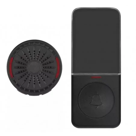 Dzwonki-do-drzwi-bezprzewodowe - p5734b dzwonek bezprzewodowy do drzwi z sygnalizacją optyczną czarny ip65 10 melodii 230v ac emos 