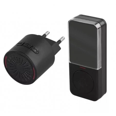 Dzwonki-do-drzwi-bezprzewodowe - p5734b dzwonek bezprzewodowy do drzwi z sygnalizacją optyczną czarny ip65 10 melodii 230v ac emos 
