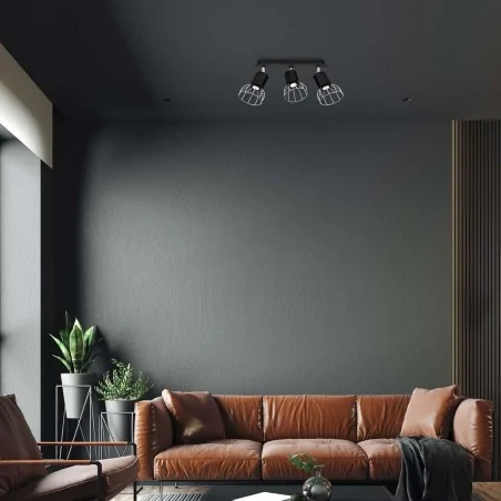 Lampy-sufitowe - oświetlenie sufitowe czarne 34cm 3xgy10 mini dante mlp7357 eko-light 