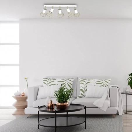 Lampy-sufitowe - nowoczesna lampa sufitowa biało-złota 5xgu10 mini dante mlp7253 eko-light 