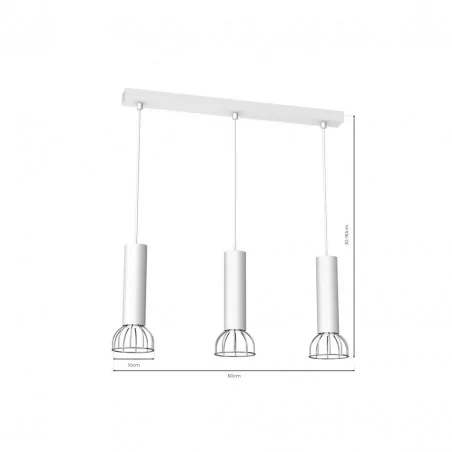 Lampy-sufitowe - lampa wisząca biała o wys. 30 -90 cm 3xgu10 mini dante mlp7366 eko-light 