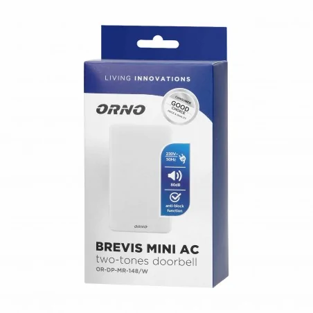 Dzwonki-do-drzwi-bezprzewodowe - dzwonek elektromechaniczny dwutonowy brevis mini ac 230v brevis or-dp-mr-148/w orno 