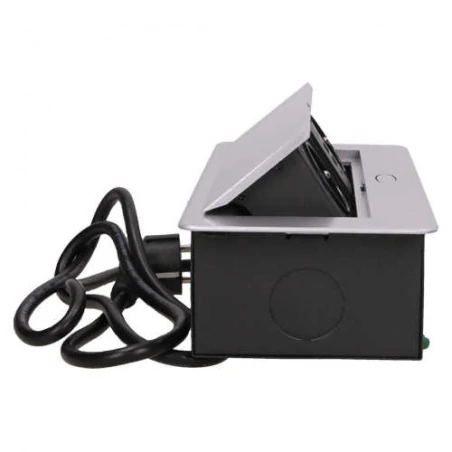 Gniazda-meblowe - srebrne płaskie gniazdo wpuszczane w blat przewód 3m 2x2p+z 2xusb or-ae-13126/g/3m orno 