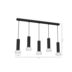 Lampy-sufitowe - loftowa lampa wisząca o wysokości 30-90cm 5xgu10 mini dante mlp7361 eko-light 