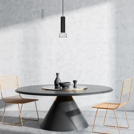 Lampy-sufitowe - czarna lampa wisząca o złotym kloszu 1xgu10 mini dante mlp7359 eko-light 