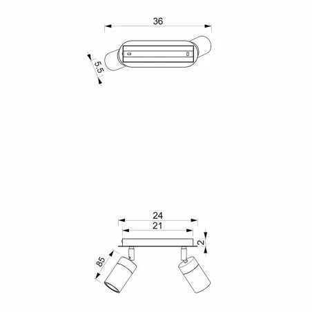 Lampy-sufitowe - oświetlenie sufitowe metalowe - listwa 24cm 2xgu10 joker mlp7723 eko-light 