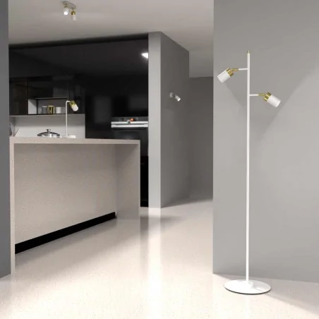 Oswietlenie - lampa podłogowa metalowa biało - złota 2xgu10 joker mlp7537 eko-light 