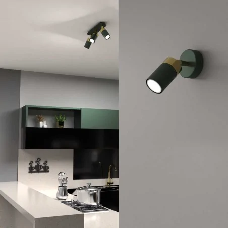 Kinkiety-do-salonu - elegancki kinkiet butelkowa zieleń + złoto 1xgu10 joker mlp7717 eko-light 