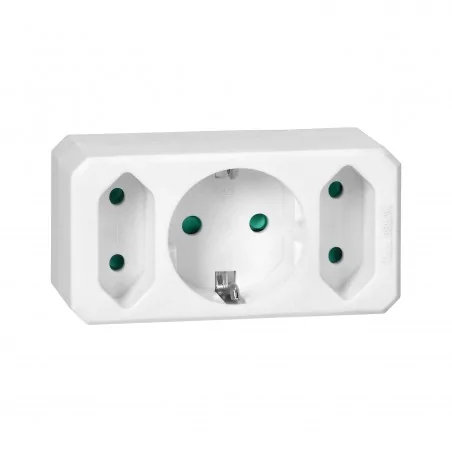 Rozgalezniki - rozgałęźnik biały 3 gniazda 1xschuko  2x2p + 1x2p+z or-ae-13250(gs) orno 