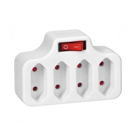 Rozgalezniki - biały rozgałęźnik z włącznikiem 4x2p,or-ae-13255 orno 