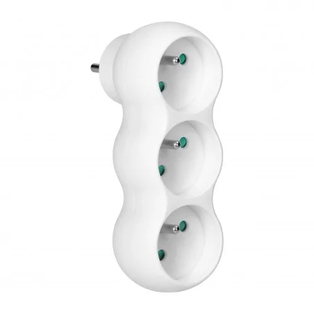 Rozgalezniki - rozgałęźnik biały "bałwanek" z wtyczką górną 3x2p+z or-ae-13252 orno 