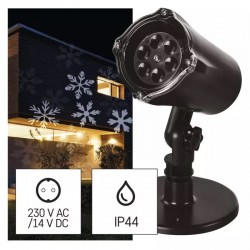 Ozdobne-oswietlenie-do-ogrodu - projektor led białe śnieżynki obrotowe światło dcpc02 emos 