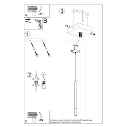 Lampy-sufitowe - lampa wisząca tuba czarno - miedziana 1xg9 12w mozaica sl.0888 sollux 