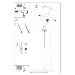 Lampy-sufitowe - punktowa lampa wisząca tuba 1xg9 czarny/złoto mozaica 1 sl.0891 sollux 