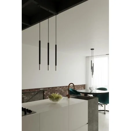 Lampy-sufitowe - czarno-chromowa lampa wisząca stalowa 1xg9 12w mozaica 1 sl.0885 sollux 