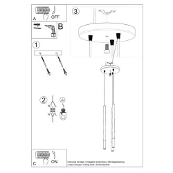 Lampy-sufitowe - lampa wisząca 3 tuby okrągła czarno-chromowa 3xg9 max 12w mozaica 3p sl.0887 sollux 