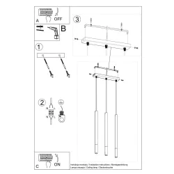 Lampy-sufitowe - oświetlenie wiszące listwa 30cm 3 tuby x g9 mozaica 3l sl.0889 sollux 