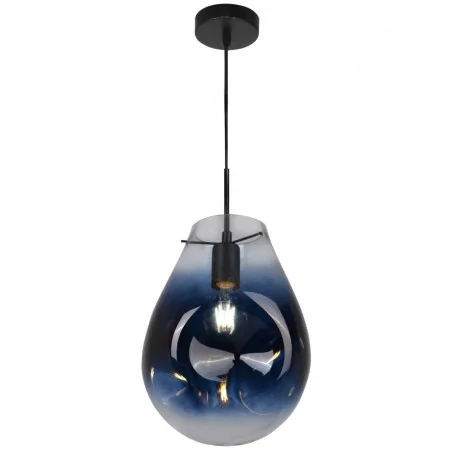 Lampy-sufitowe - lampa wisząca szklana niebieska e27 kimberly blue 316257 polux 