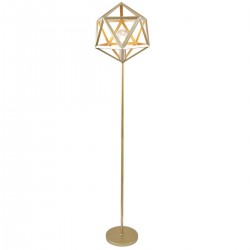 Lampy-stojace - złota lampa podłogowa stalowa e27 denmark 318855 polux