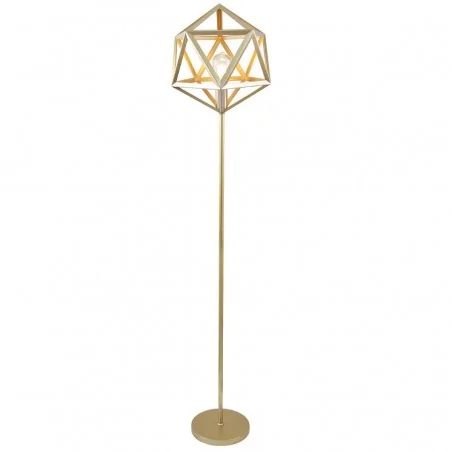 Lampy-stojace - złota lampa podłogowa stalowa e27 denmark 318855 polux 